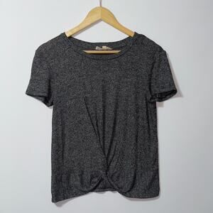 Pink Republic Gray Metallic Knit Twist Front Top women’s Size Medium